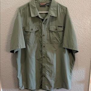 Free Country Olive Button-Up Short Sleeve Shirt 2XLT